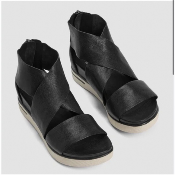 Eileen Fisher Shoes - EILEEN FISHER Sport Tumbled Leather Sneaker Sandal Black Women’s Size 8